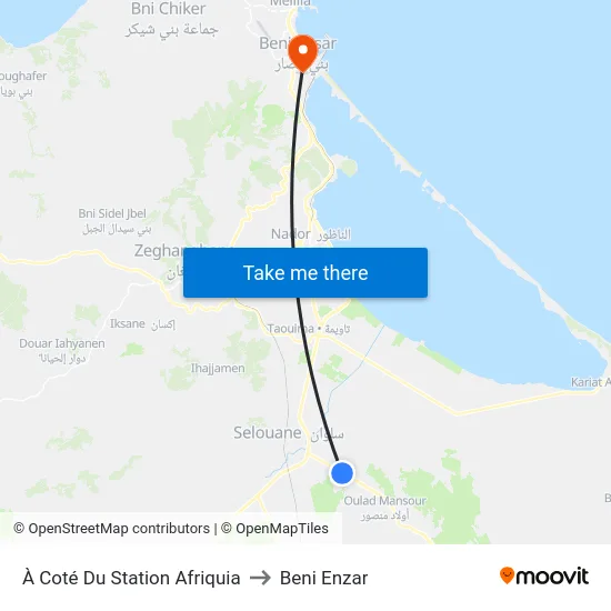 À Coté Du Station Afriquia to Beni Enzar map