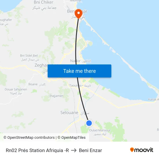 Rn02 Prés Station Afriquia -R to Beni Enzar map