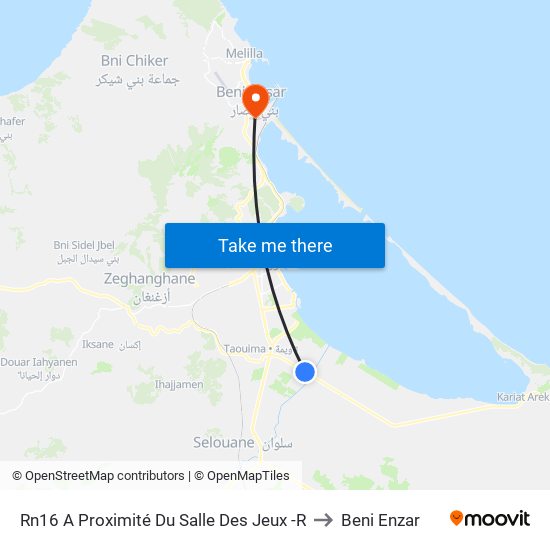 Rn16 A Proximité Du Salle Des Jeux -R to Beni Enzar map