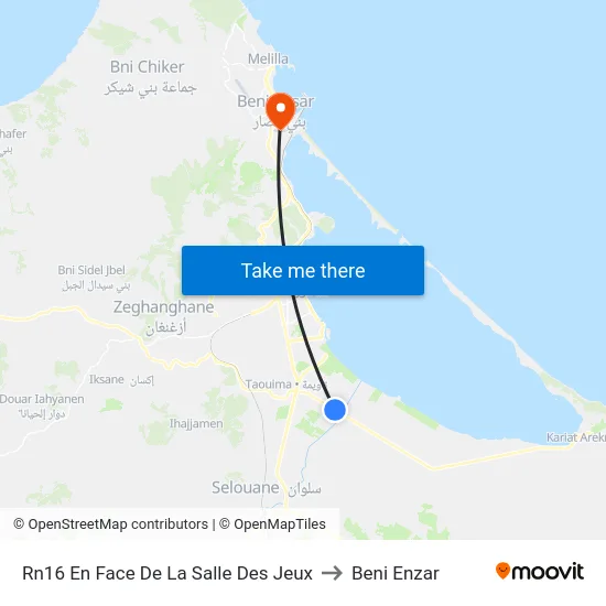 Rn16 En Face De La Salle Des Jeux to Beni Enzar map