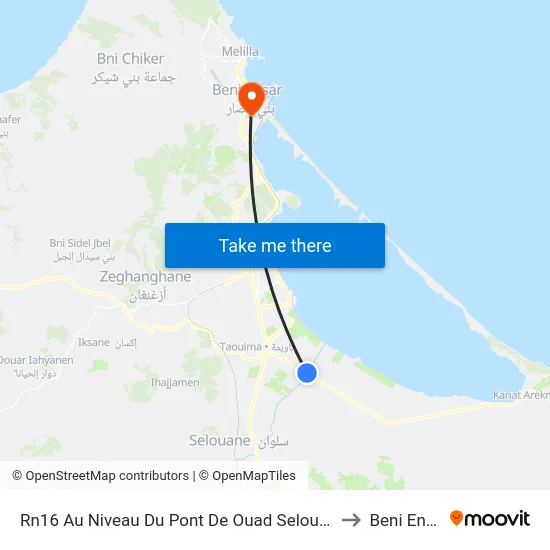 Rn16 Au Niveau Du Pont De Ouad Selouane -R to Beni Enzar map