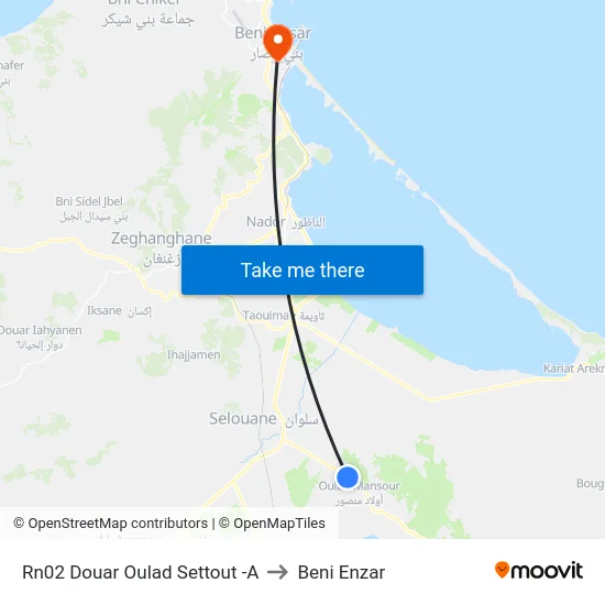 RN02 Douar Oulad Settout -A to Beni Enzar map