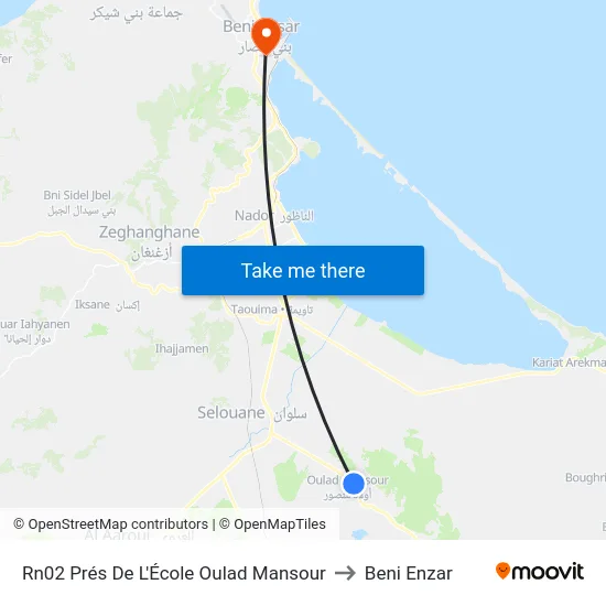 Rn02 Prés De L'École Oulad Mansour to Beni Enzar map