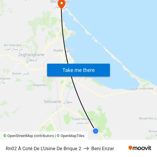 Rn02 À Coté De L'Usine De Brique 2 to Beni Enzar map