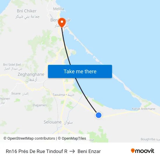 Rn16 Prés De Rue Tindouf R to Beni Enzar map