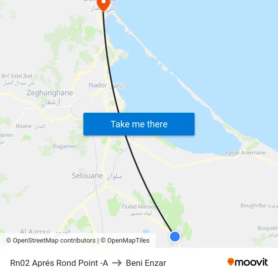 Rn02 Aprés Rond Point -A to Beni Enzar map