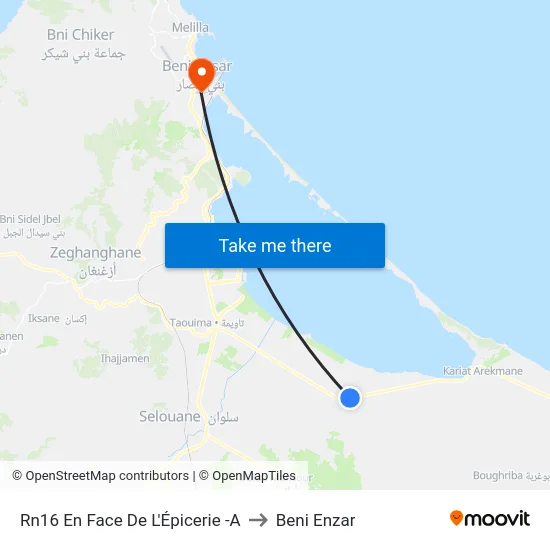 Rn16 En Face De L'Épicerie -A to Beni Enzar map