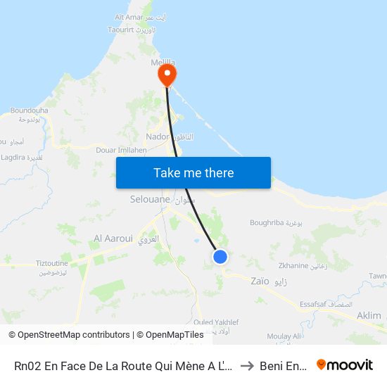 Rn02 En Face De La Route Qui Mène A L'Usine to Beni Enzar map