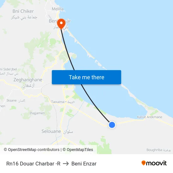 Rn16 Douar Charbar -R to Beni Enzar map