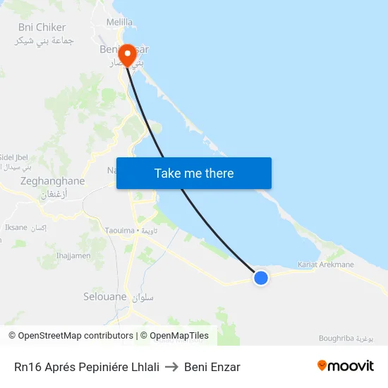 Rn16 Aprés Pepiniére Lhlali to Beni Enzar map