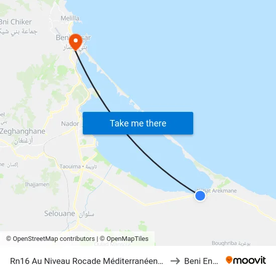 Rn16 Au Niveau Rocade Méditerranéenne -R to Beni Enzar map