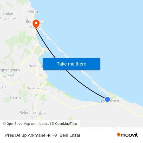 Prés De Bp Arkmane -R to Beni Enzar map