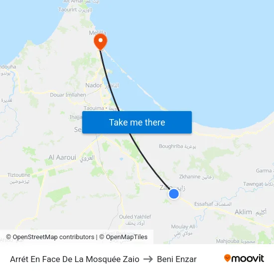 Arrét En Face De La Mosquée Zaio to Beni Enzar map