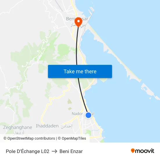 Pole D’Échange L02 to Beni Enzar map