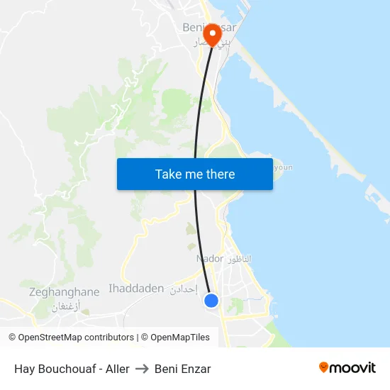 Hay Bouchouaf - Aller to Beni Enzar map