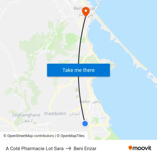A Coté Pharmacie Lot Sara to Beni Enzar map