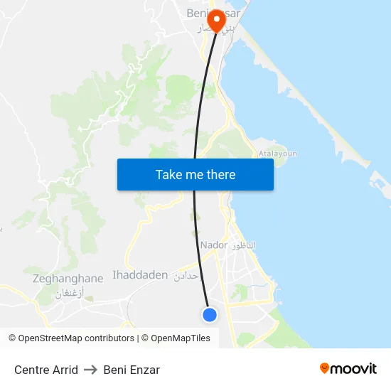 Centre Arrid to Beni Enzar map