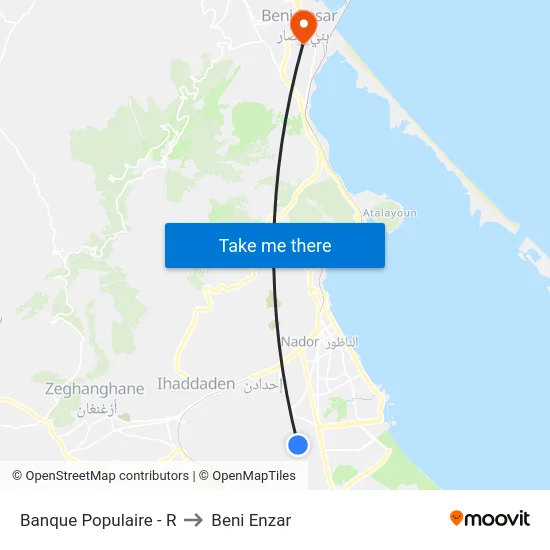 Banque Populaire - R to Beni Enzar map