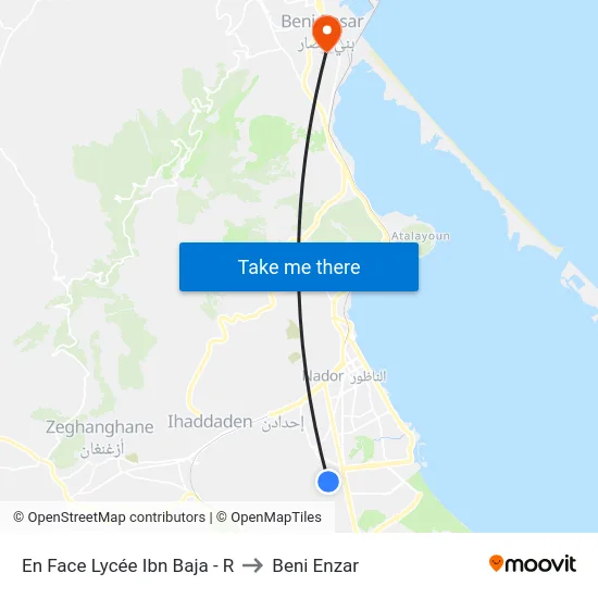 En Face Lycée Ibn Baja - R to Beni Enzar map
