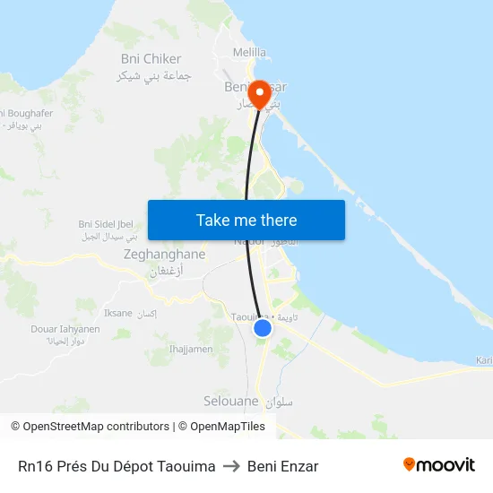 Rn16 Prés Du Dépot Taouima to Beni Enzar map