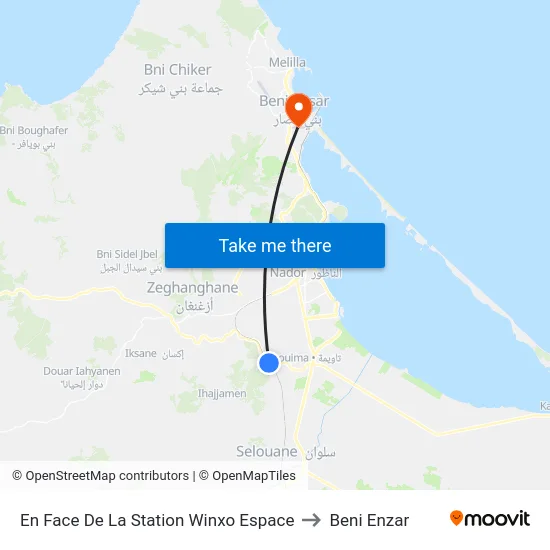 En Face De La Station Winxo Espace to Beni Enzar map