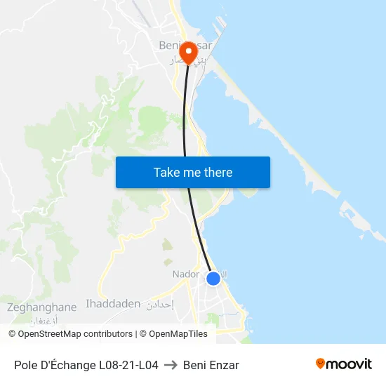 Pole D'Échange L08-21-L04 to Beni Enzar map
