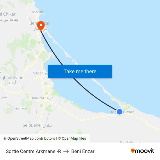 Sortie Centre Arkmane -R to Beni Enzar map