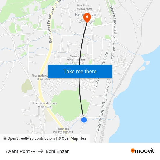 Avant Pont -R to Beni Enzar map