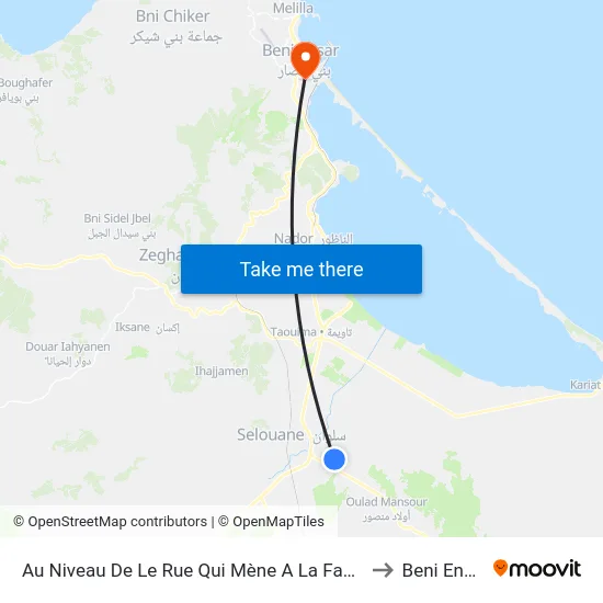 Au Niveau De Le Rue Qui Mène A La Faculté to Beni Enzar map