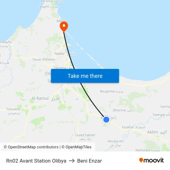 Rn02 Avant Station Olibya to Beni Enzar map