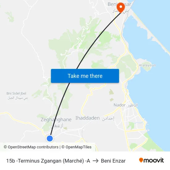 15b -Terminus Zgangan (Marché) -A to Beni Enzar map