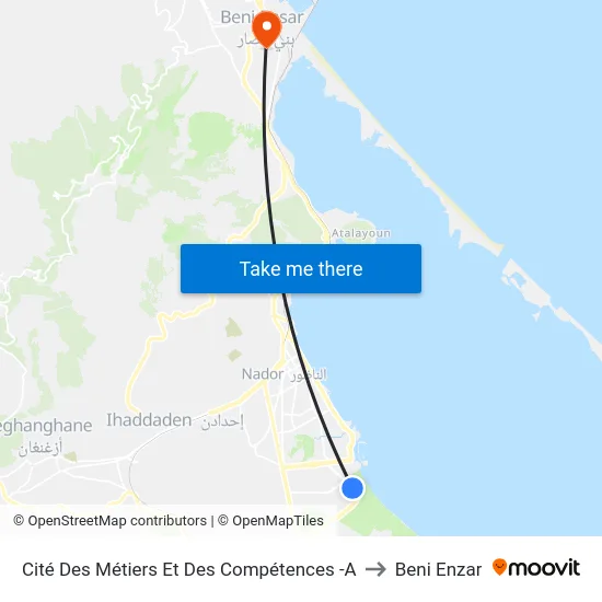 Cité Des Métiers Et Des Compétences -A to Beni Enzar map