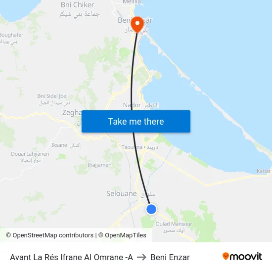Avant La Rés  Ifrane Al Omrane -A to Beni Enzar map