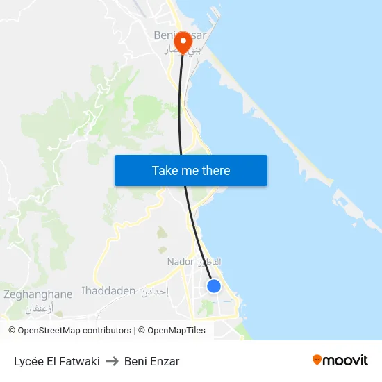 El Fatwaki High School to Beni Enzar map