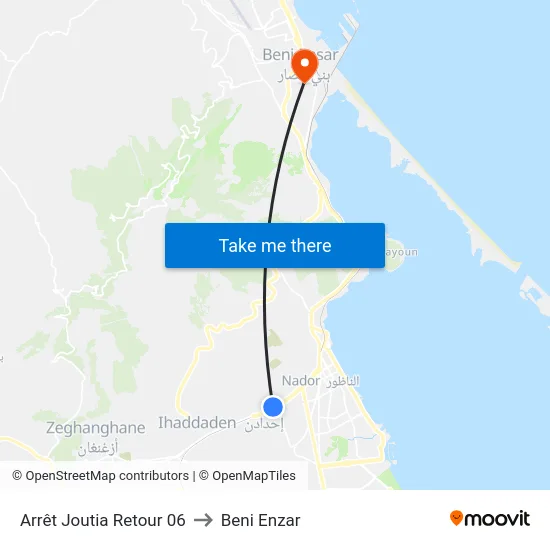 Joutia Return Stop 06 to Beni Enzar map