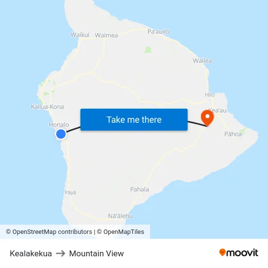 Kealakekua to Mountain View map
