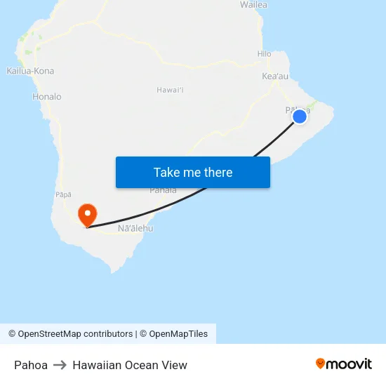 Pahoa to Hawaiian Ocean View map