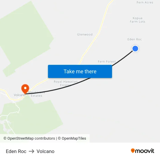 Eden Roc to Volcano map