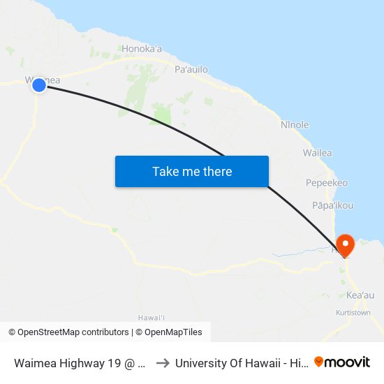 Waimea  Highway 19 @ Across Waimea Park to University Of Hawaii - Hilo Manono Campus map