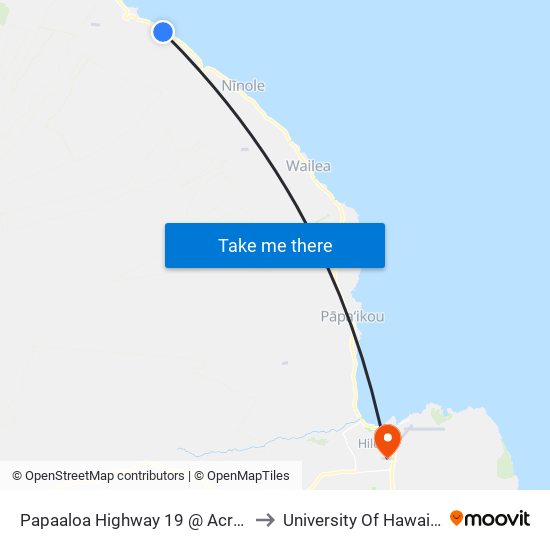 Papaaloa Highway 19 @ Across Kahawailani Place (Overpass) to University Of Hawaii - Hilo Manono Campus map