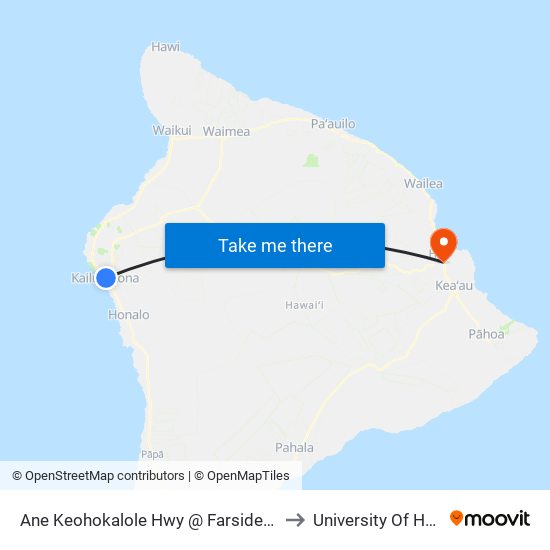 Ane Keohokalole Hwy @ Farside Of Manawalea Street (Lei Kupuna/Lei Ohana) Housing to University Of Hawaii - Hilo Manono Campus map