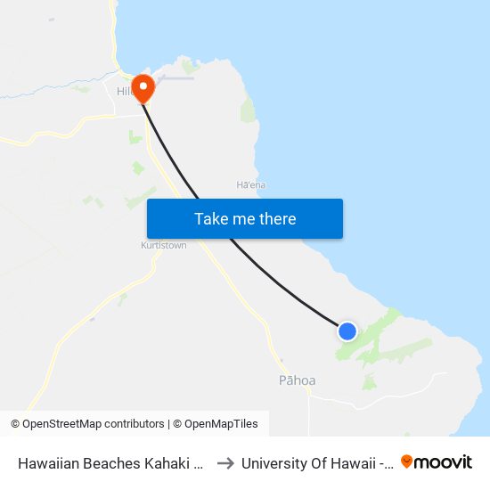 Hawaiian Beaches Kahaki Blvd And Puni Mauka Loop S to University Of Hawaii - Hilo Manono Campus map