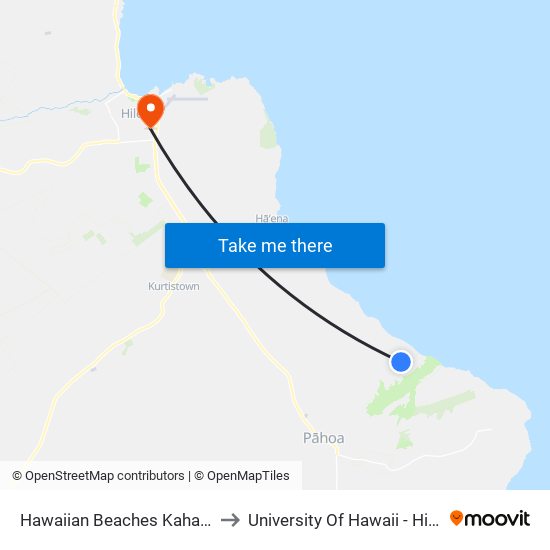 Hawaiian Beaches Kahaki Blvd And Niuhi St to University Of Hawaii - Hilo Manono Campus map