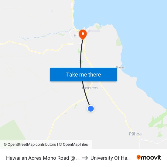 Hawaiian Acres Moho Road @ C Road Hawaiian Acres Community Center to University Of Hawaii - Hilo Manono Campus map
