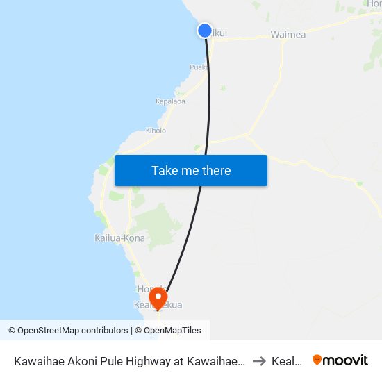 Kawaihae Akoni Pule Highway at Kawaihae Road Intersection (Ocean Sports) to Kealakekua map