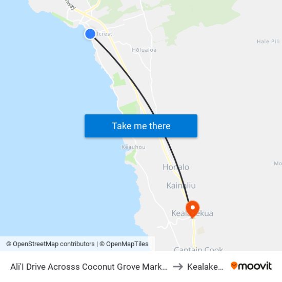 Ali'I Drive Acrosss Coconut Grove Marketplace to Kealakekua map