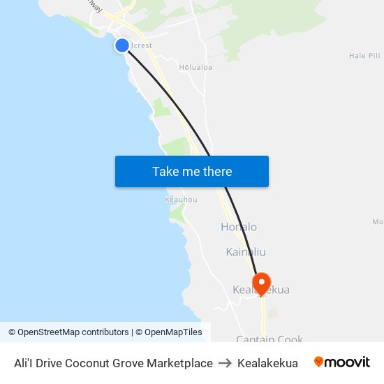 Ali'I Drive Coconut Grove Marketplace to Kealakekua map