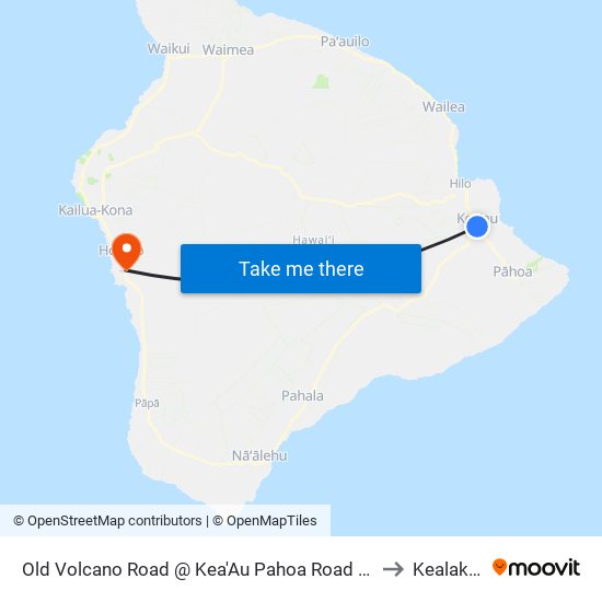 Old Volcano Road @ Kea'Au Pahoa Road (Us Post Office) to Kealakekua map