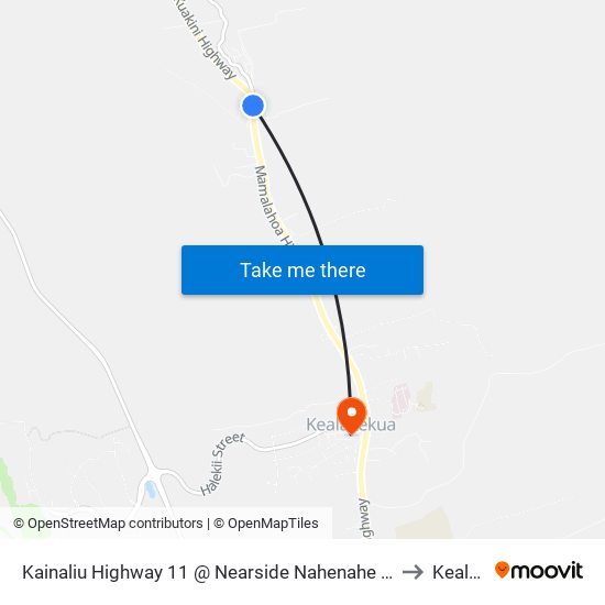 Kainaliu Highway 11 @ Nearside Nahenahe Loop (Across Teshima's Restaurant) to Kealakekua map