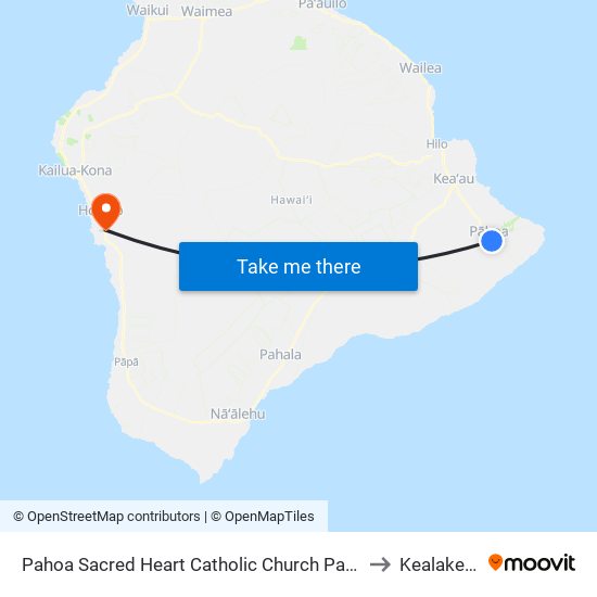 Pahoa Sacred Heart Catholic Church Parking Lot to Kealakekua map